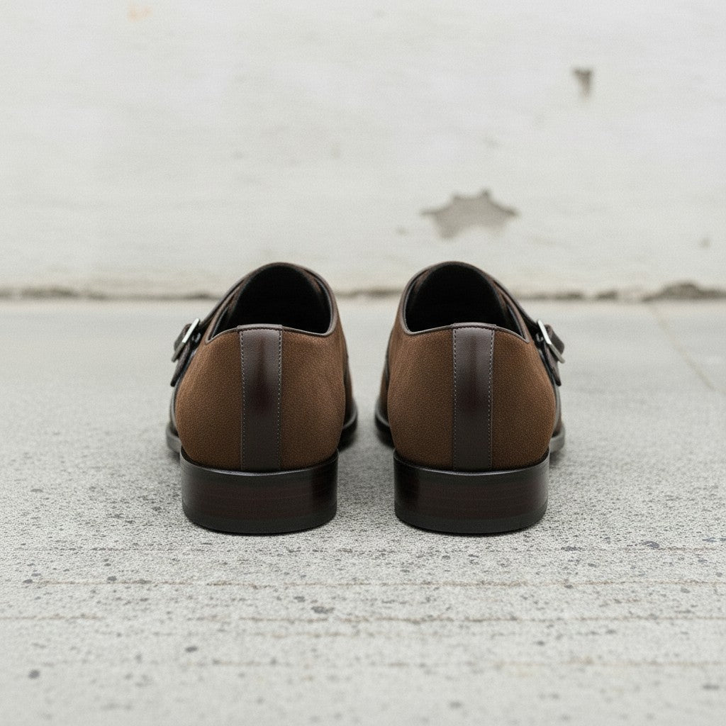 Men's Dark Brown Suede Monk Strap Shoes — Fairfield — Fairfield