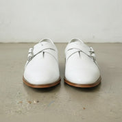 Men's White Plain-Toe Leather Double Monk Strap Monks — Farlam — Farlam