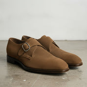 Men's Brown Suede Monk Strap Shoes — Balderton