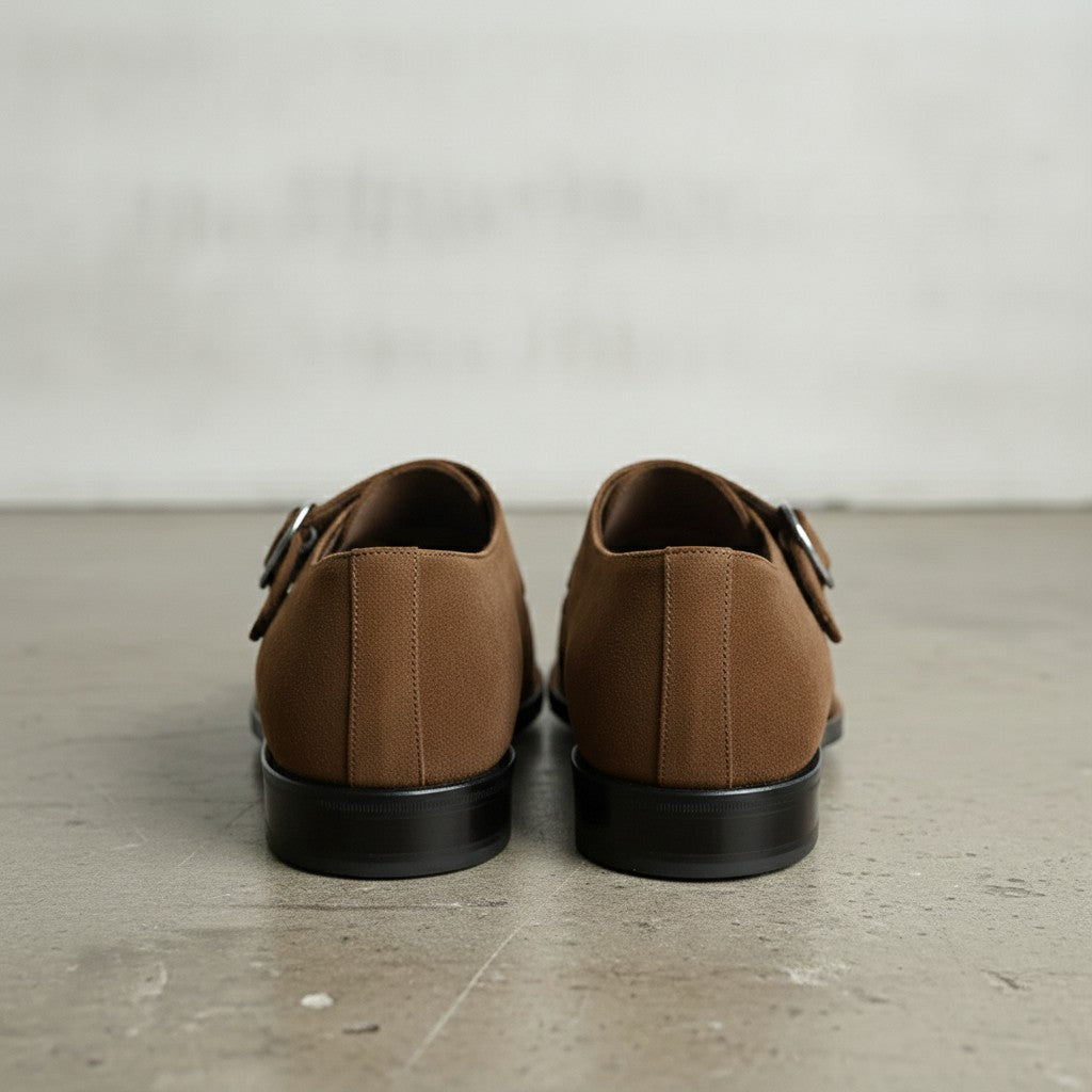 Men's Brown Suede Monk Strap Shoes — Balderton