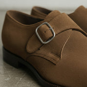 Men's Brown Suede Monk Strap Shoes — Balderton