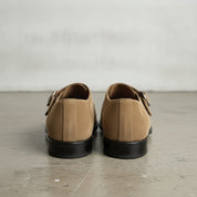Men's Dark Tan Suede Monk Strap Shoes — Balderton