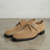 Men's Dark Tan Suede Monk Strap Shoes — Balderton