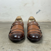 Men's Brown Plain-Toe Leather Double Monk Strap Shoes — Heytesbury — Heytesbury