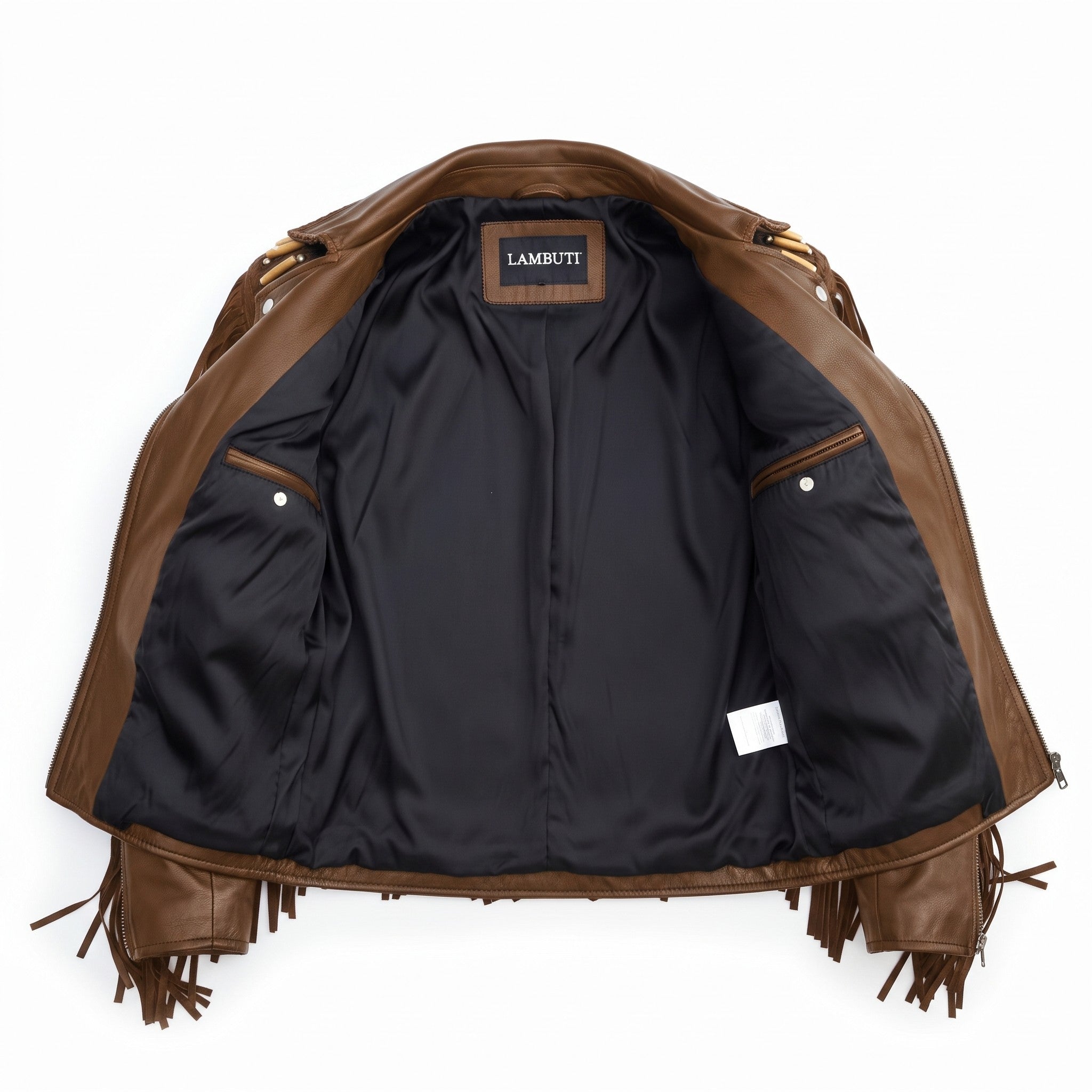 Men's Fringe Brown Leather Biker Jacket — Cheswick