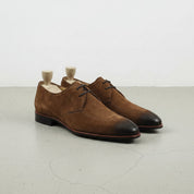Brown Apron-Toe Suede Leather Derbys — Gofton