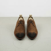 Brown Apron-Toe Suede Leather Derbys — Gofton