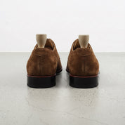 Brown Apron-Toe Suede Leather Derbys — Gofton