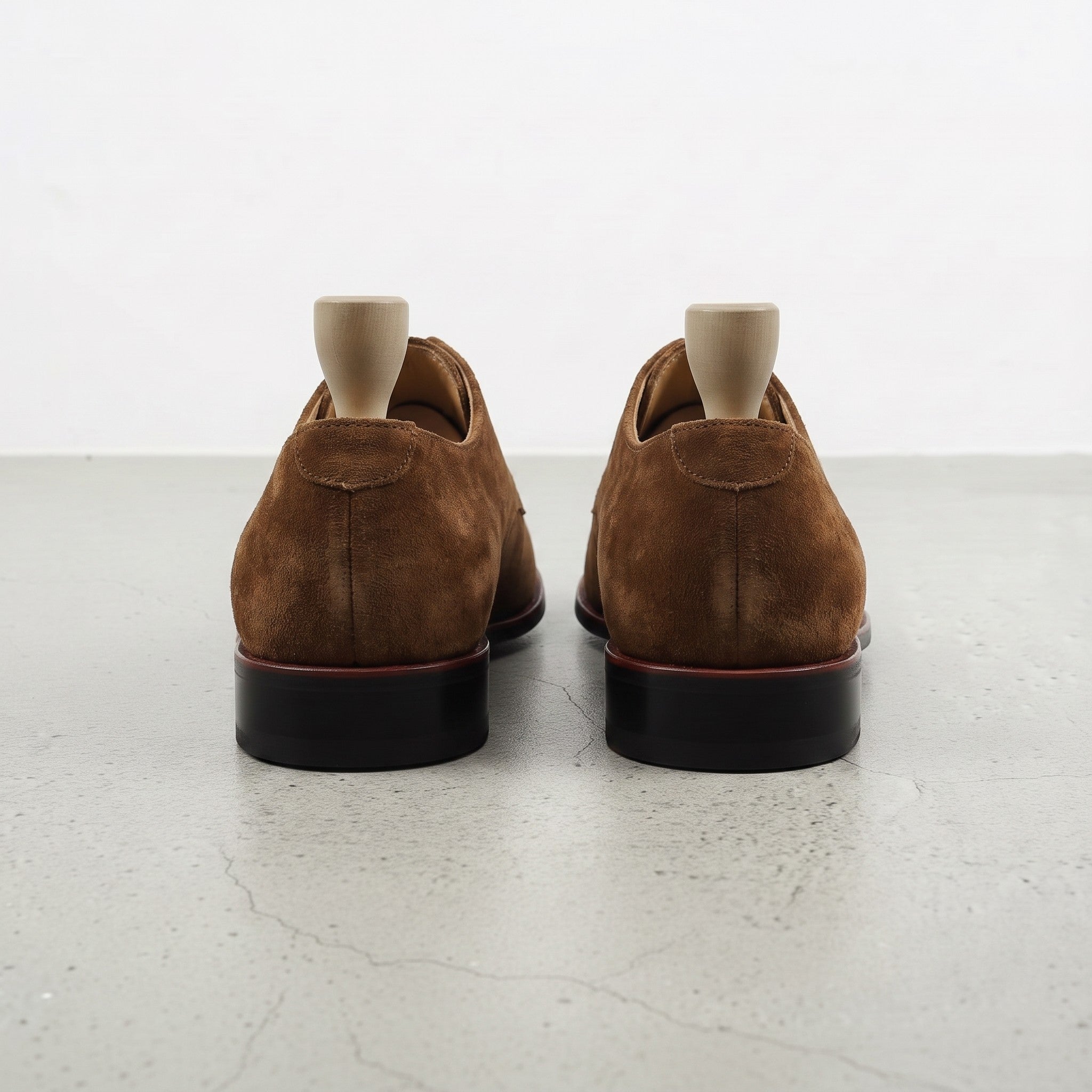 Brown Apron-Toe Suede Leather Derbys — Gofton
