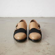 Men's Black and Tan Cap-Toe Leather Double Monk Strap Shoes — Uxbridge