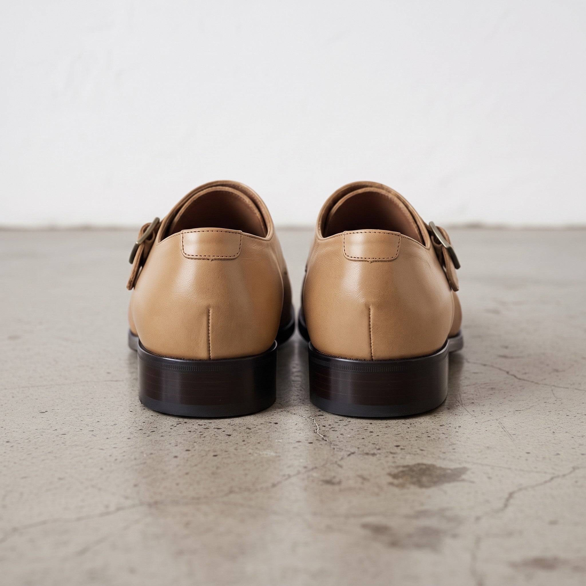 Men's Black and Tan Cap-Toe Leather Double Monk Strap Shoes — Uxbridge