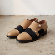 Men's Black and Tan Cap-Toe Leather Double Monk Strap Shoes — Uxbridge
