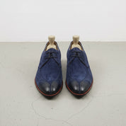 Navy Suede Apron-Toe Derbys — Gofton