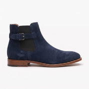 Men's Navy Blue Suede Chelsea Boots — Wickham