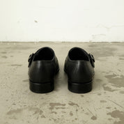 Men's Black Apron-Toe Leather Monk Strap Shoes — Axmouth — Axmouth