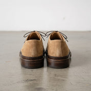 Men's Tan Suede Plain-Toe Derby Shoes — Groves