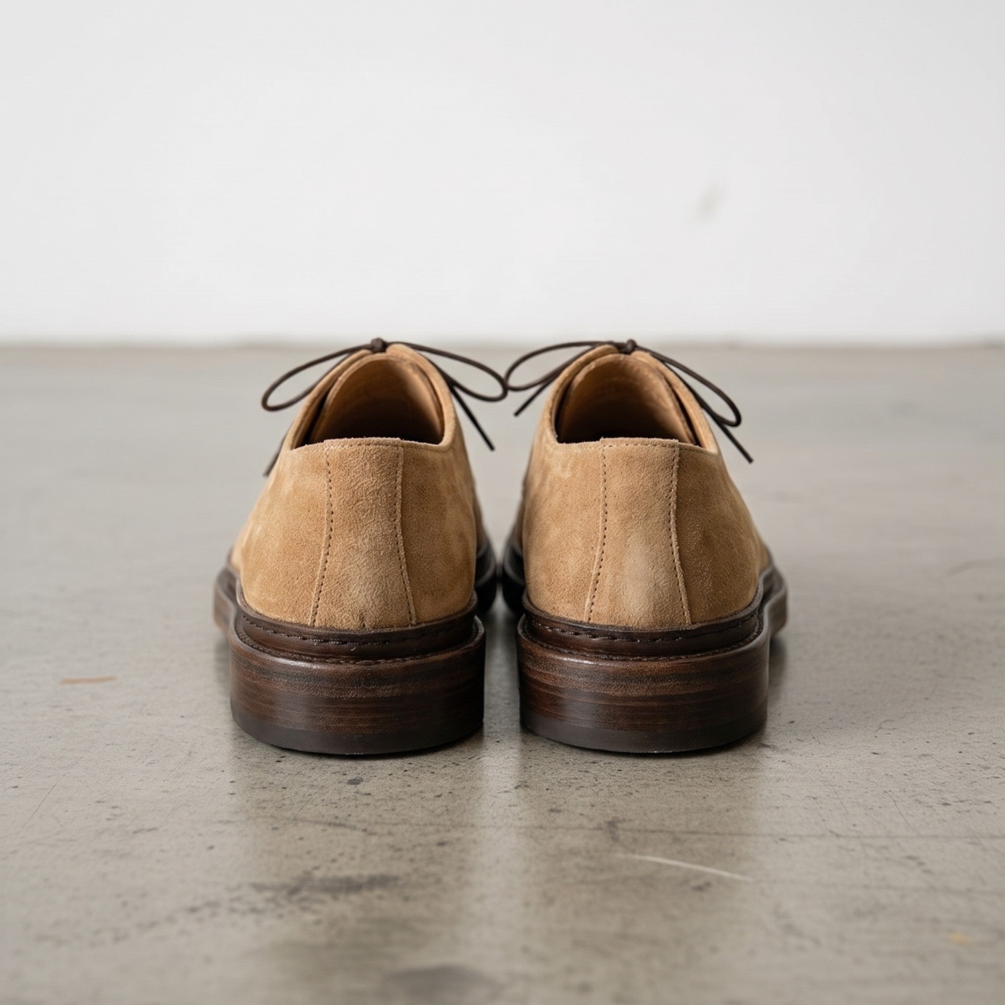 Men's Tan Suede Plain-Toe Derby Shoes — Groves