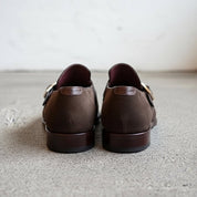 Men's Brown Crocodile-Embossed Suede Monk Strap Shoes — Harrington — Harrington — Harrington