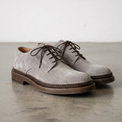 Men's Light Gray Suede Plain-Toe Derby Shoes — Groves