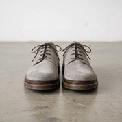 Men's Light Gray Suede Plain-Toe Derby Shoes — Groves