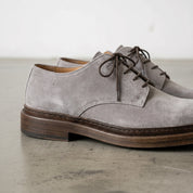 Men's Light Gray Suede Plain-Toe Derby Shoes — Groves
