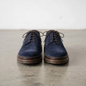Men's Navy Blue Suede Plain-Toe Derby Shoes — Groves — Groves