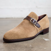 Men's Tan Suede Monk Strap Shoes — Harrington