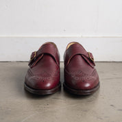 Men's Burgundy Wingtip Leather Monk Shoes — Hobday