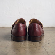 Men's Burgundy Wingtip Leather Monk Shoes — Hobday