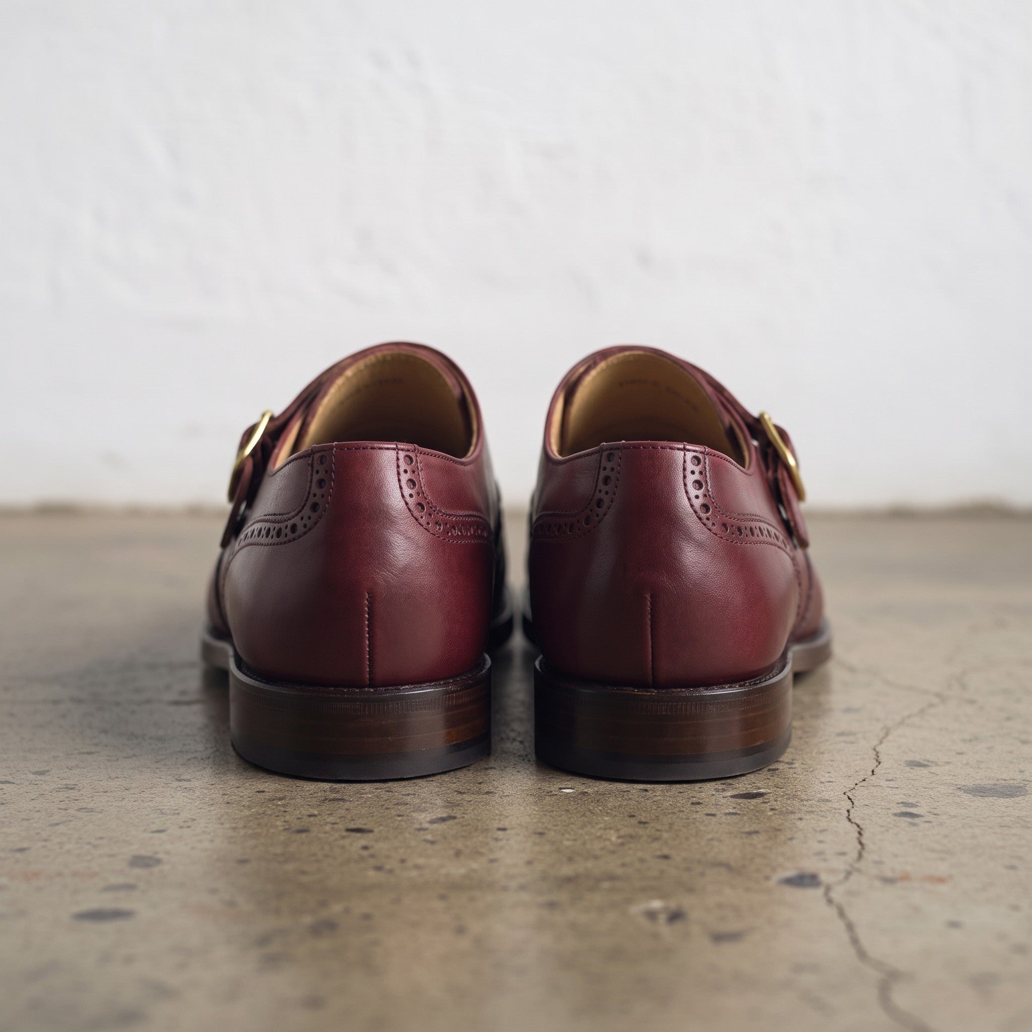 Men's Burgundy Wingtip Leather Monk Shoes — Hobday