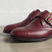 Men's Burgundy Wingtip Leather Monk Shoes — Hobday