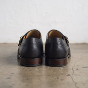 Men's Black Wingtip Leather Monk Shoes — Hobday