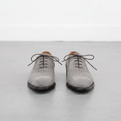 Men's Light Gray Cap-Toe Suede Brogue Oxfords — Mowbray