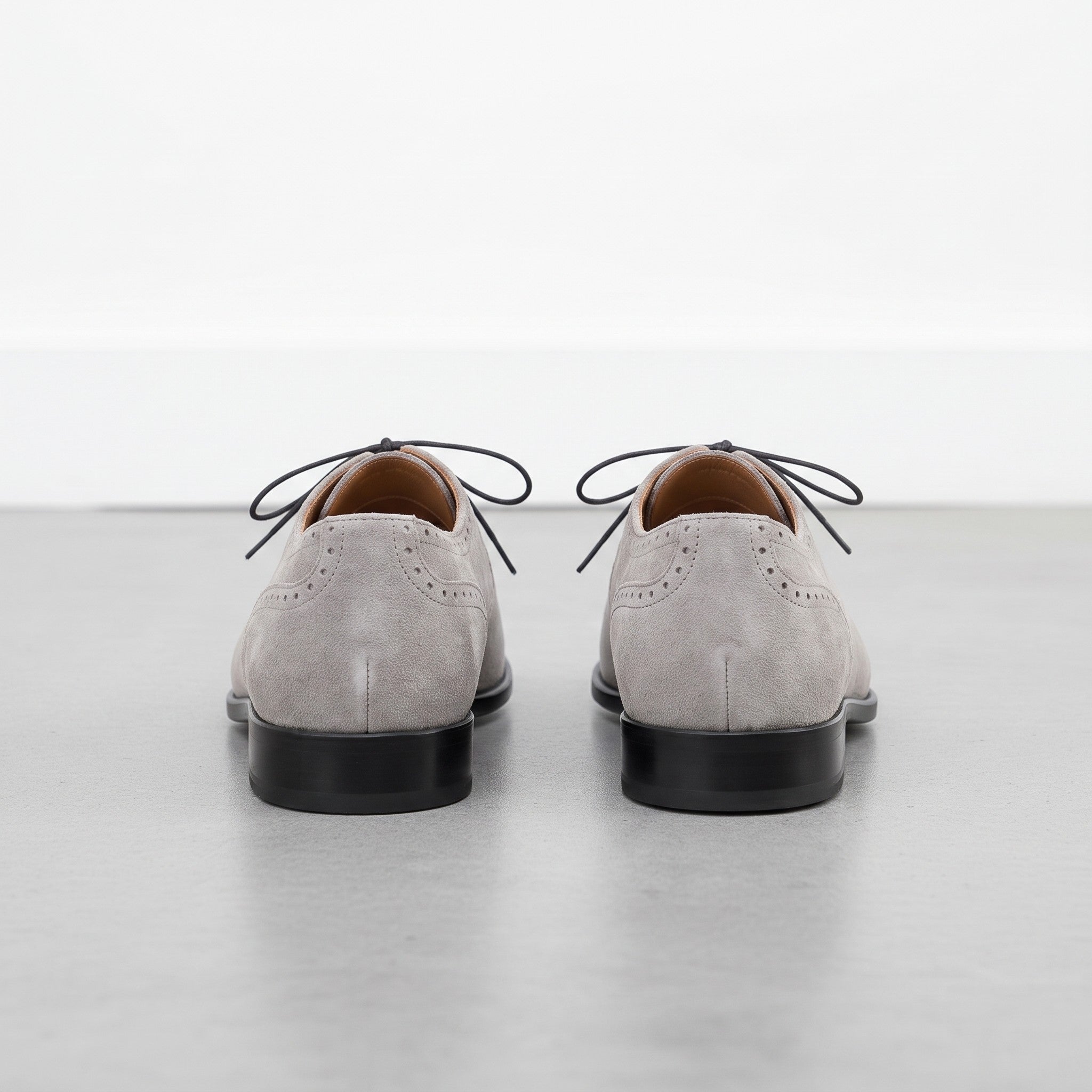 Men's Light Gray Cap-Toe Suede Brogue Oxfords — Mowbray
