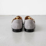Men's Light Gray Apron-Toe Suede Monk Strap Loafers — Tipton