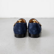 Men's Navy Blue Apron-Toe Suede Monk Strap Loafers — Tipton — Tipton