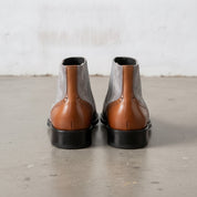 Men's Tan and Light Gray Wingtip Leather and Suede Chelsea Boots — Crowhurst