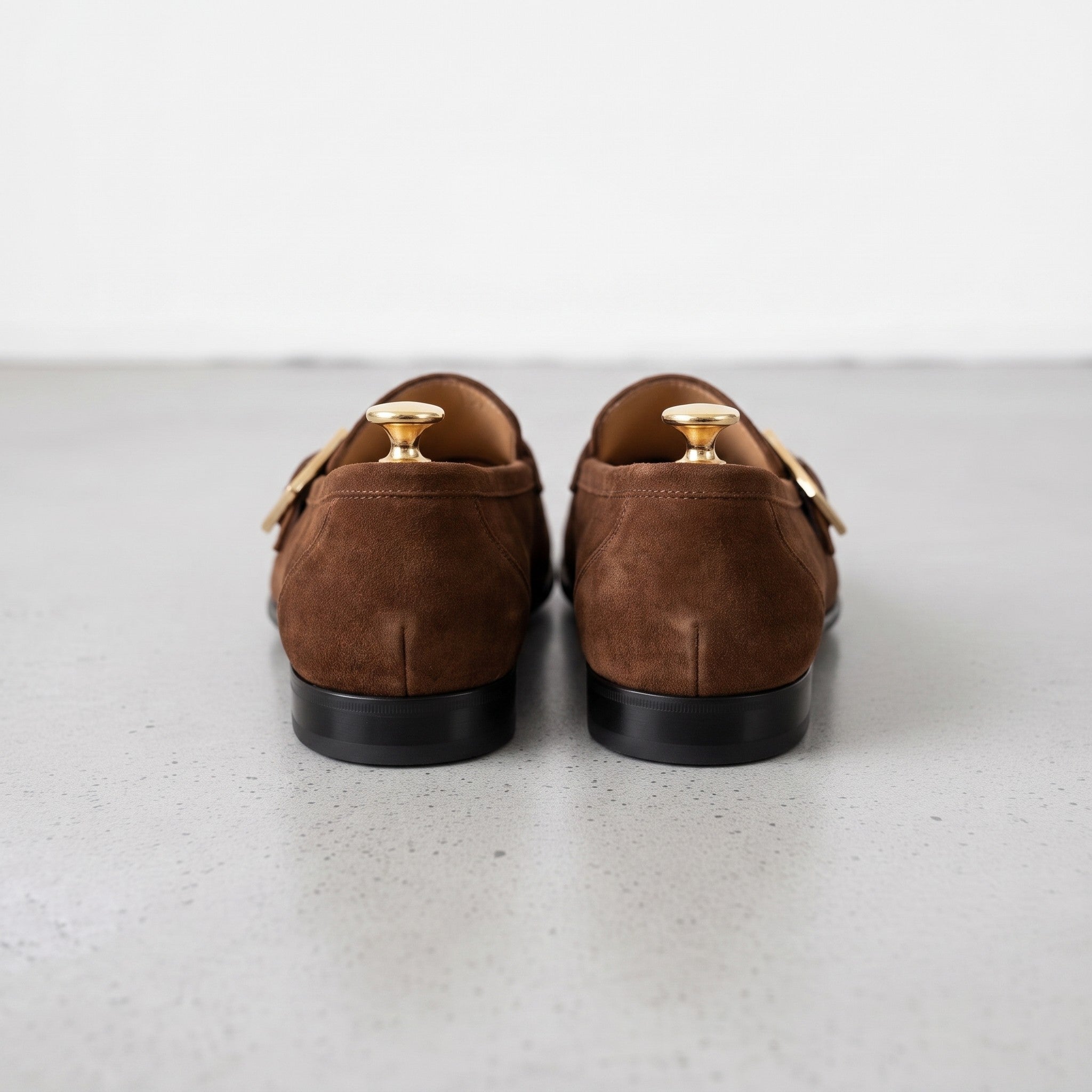 Men's Brown Apron-Toe Suede Monk Strap Loafers — Tipton — Tipton