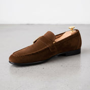 Men's Brown Apron-Toe Suede Monk Strap Loafers — Tipton — Tipton