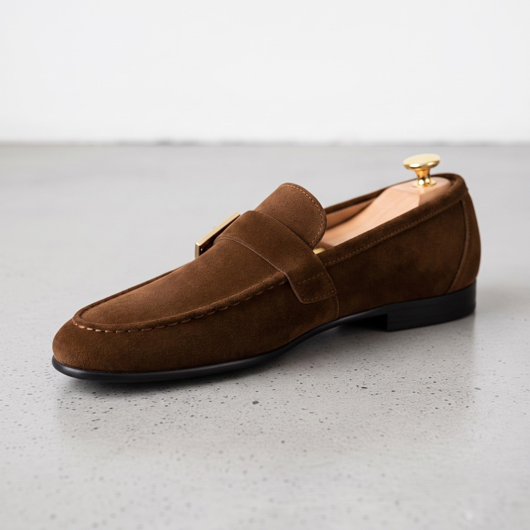 Men's Brown Apron-Toe Suede Monk Strap Loafers — Tipton — Tipton