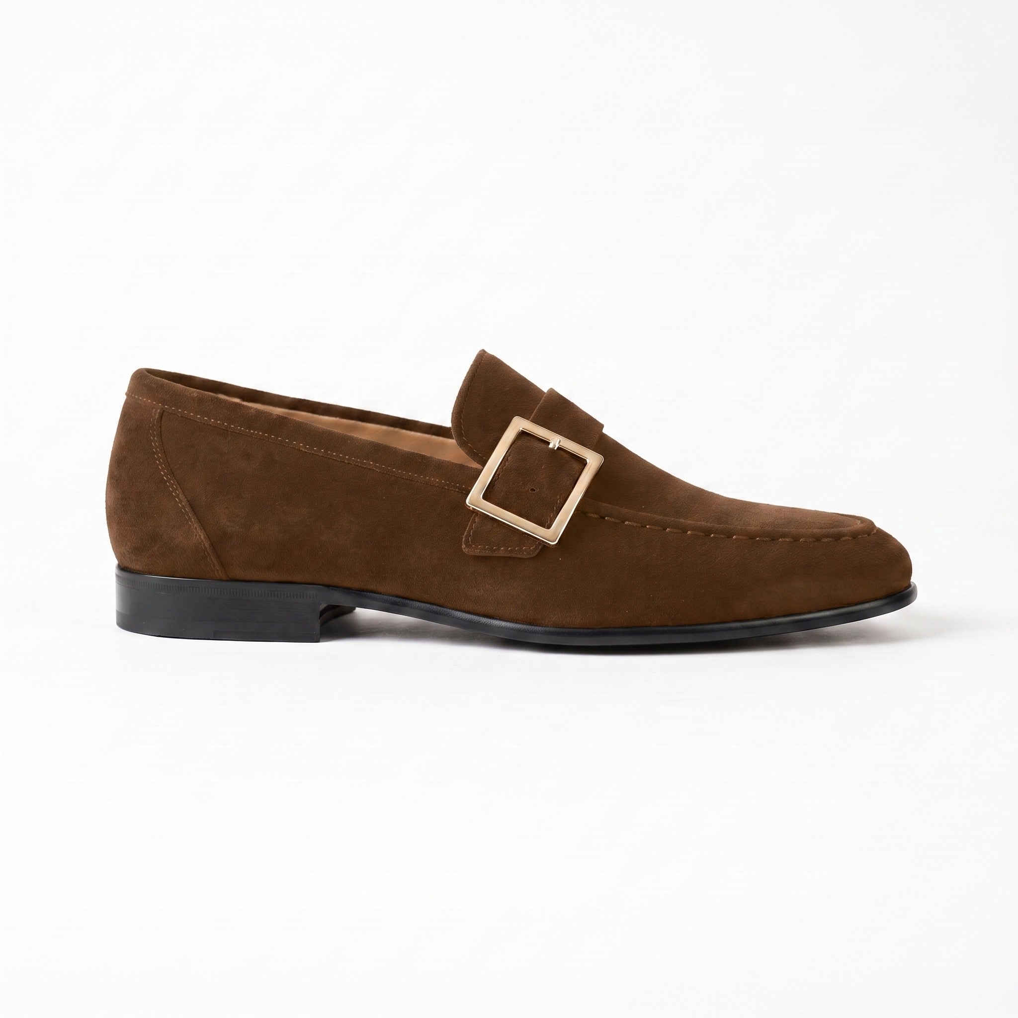 Men's Brown Apron-Toe Suede Monk Strap Loafers — Tipton — Tipton