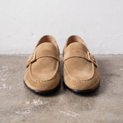 Men's Tan Apron-Toe Suede Monk Strap Loafers — Tipton