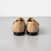 Men's Tan Apron-Toe Suede Monk Strap Loafers — Tipton