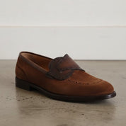 Men's Brown Apron-Toe Suede Loafers — Carron — Carron