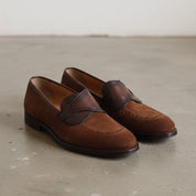 Men's Brown Apron-Toe Suede Loafers — Carron — Carron