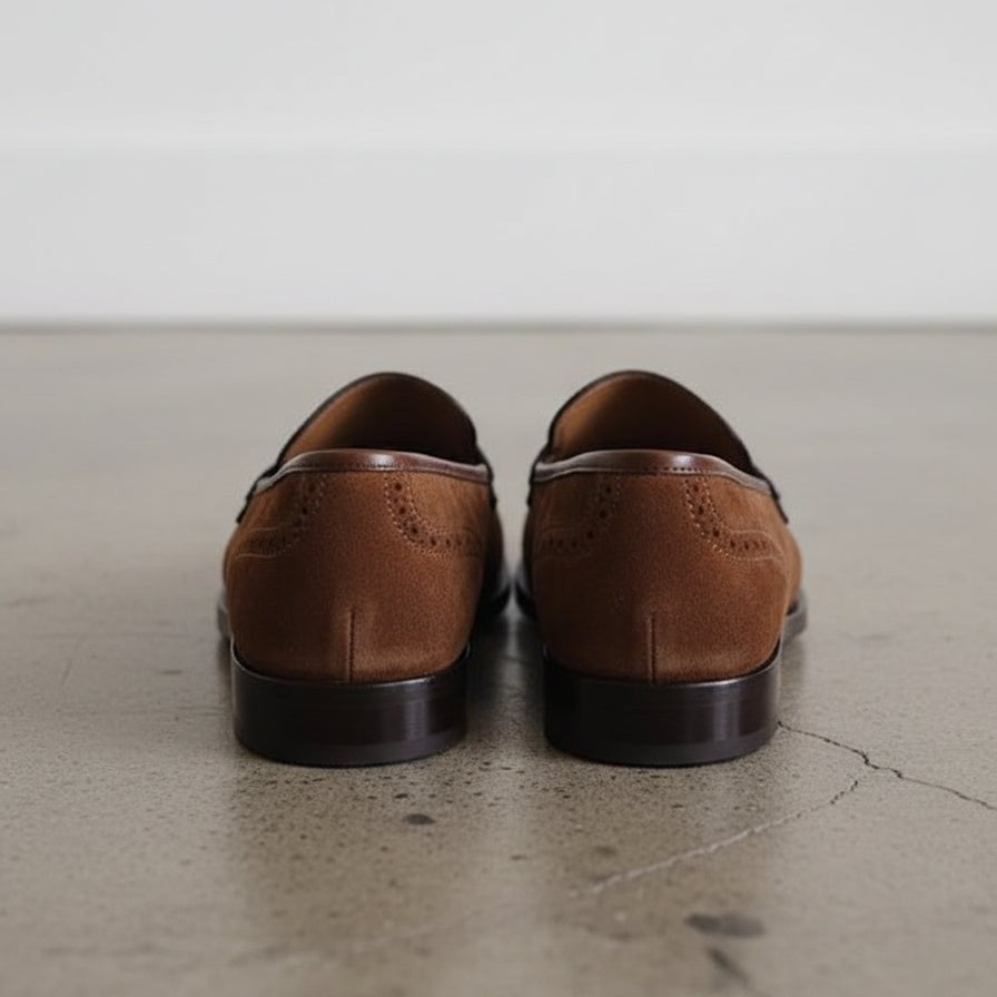 Men's Brown Apron-Toe Suede Loafers — Carron — Carron