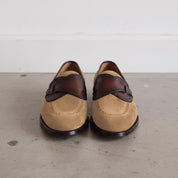 Men's Tan Suede Apron-Toe Loafers — Carron