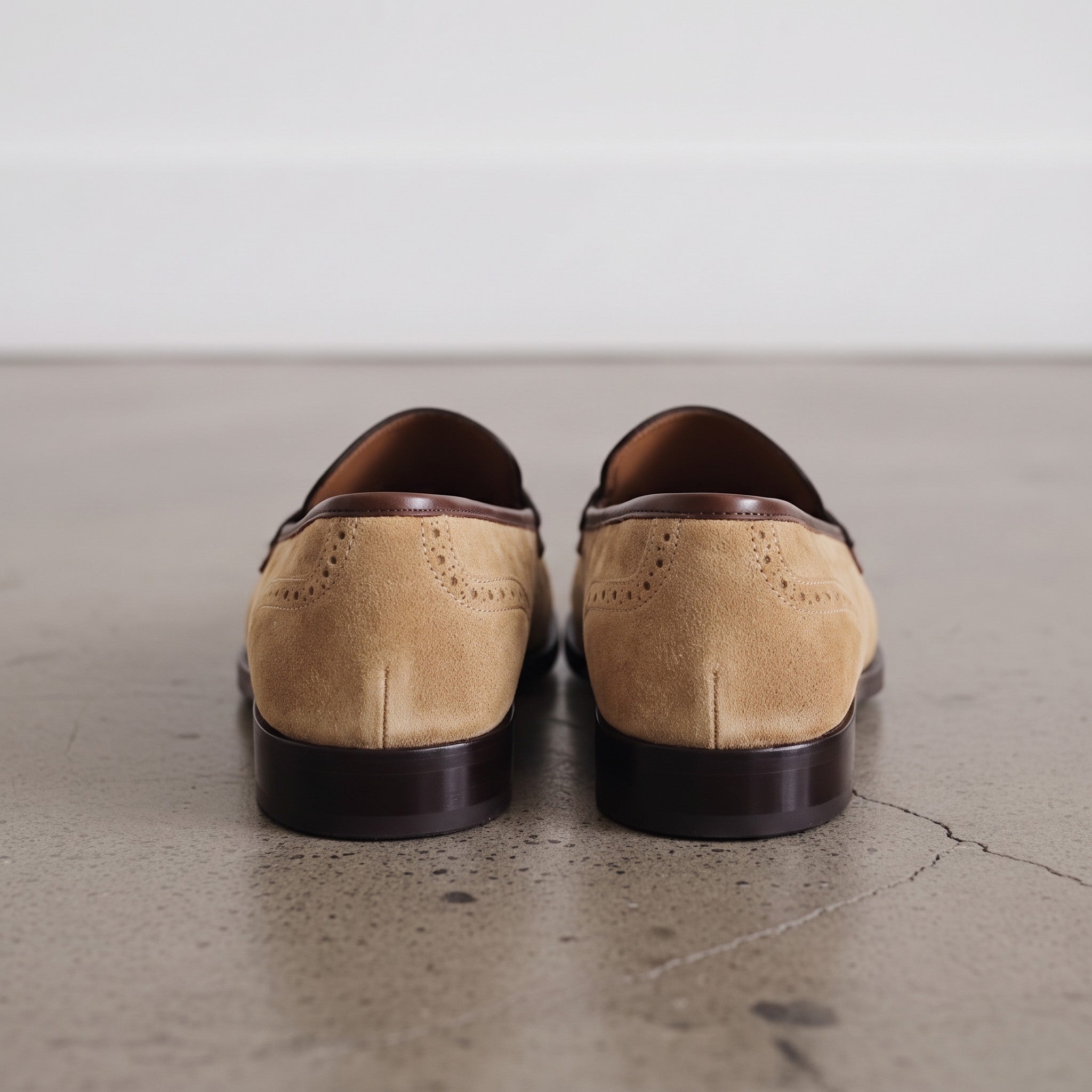 Men's Tan Suede Apron-Toe Loafers — Carron