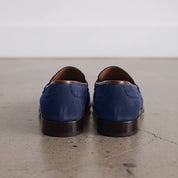 Men's Blue and Brown Apron-Toe Suede Loafers — Carron