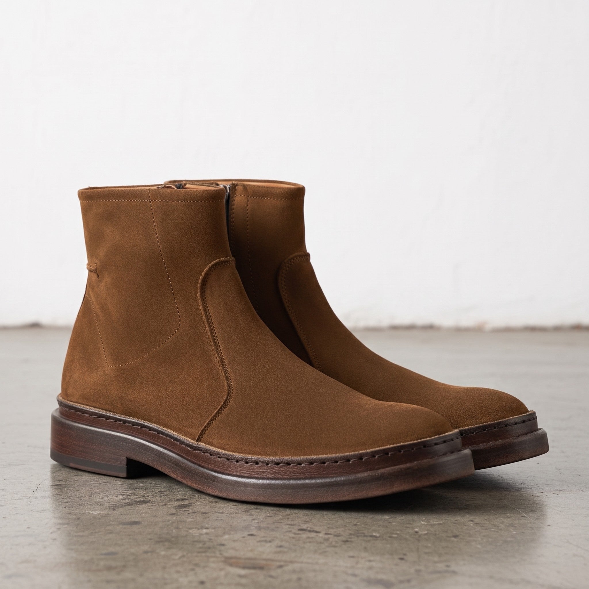 Men's Brown Plain-Toe Suede Ankle Boots — Gresham — Gresham